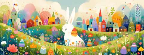 Preview for Easter-rabbit-village-illustration-easter-facebook-template-9c2d6
