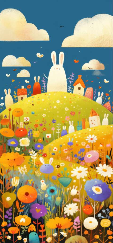 Preview for Whimsical-bunny-landscape-easter-phone-template-848a0