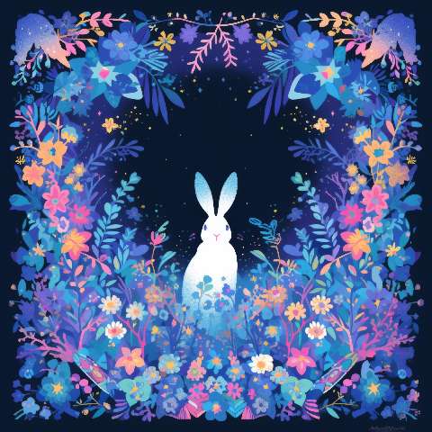 Preview for Whimsical-floral-rabbit-illustration-easter-template-de34f