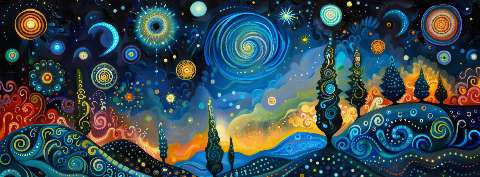 Preview for Whimsical-night-sky-landscape-astrophotography-cover-template-2d362