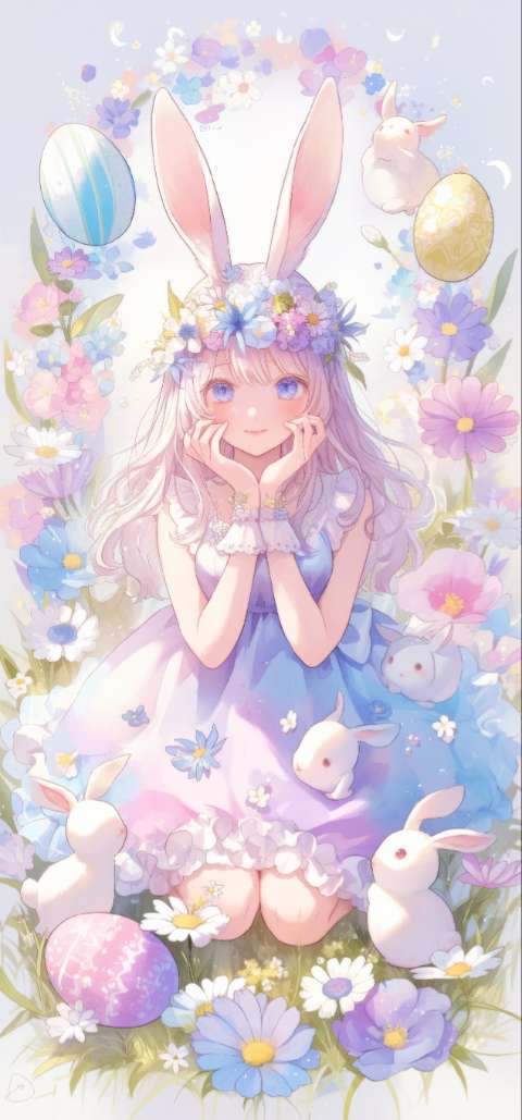Preview for Easter-bunny-girl-illustration-easter-phone-template-318d2