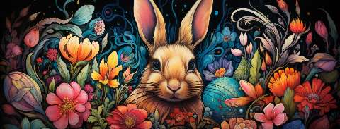 Preview for Easter-bunny-floral-illustration-easter-facebook-template-66a82