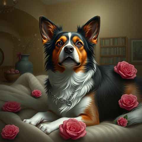 Preview for Serene-dog-with-roses-aiold-template-a2a4e