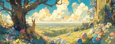 Preview for Easter-bunny-spring-landscape-easter-facebook-template-47147