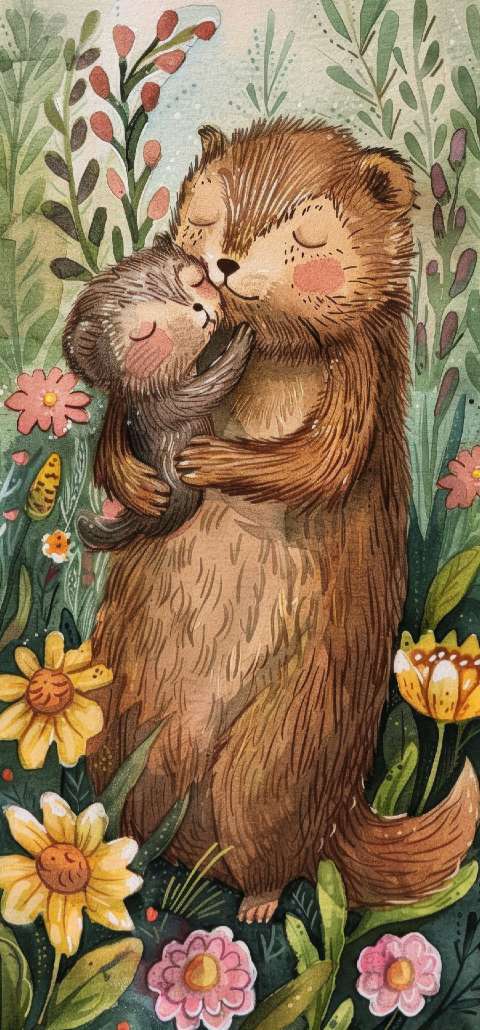 Preview for Hedgehogs-hugging-in-garden-mothers-day-template-d9136