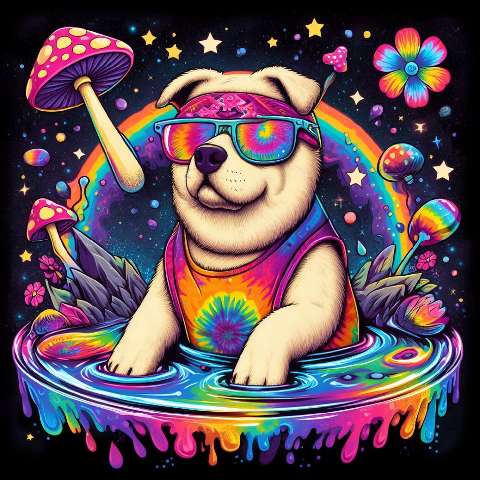 Preview for Psychedelic-dog-rainbow-universe-aiold-template-414dc