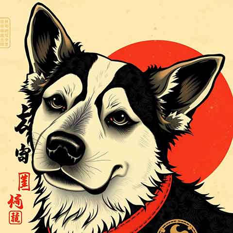 Preview for Husky-japanese-art-illustration-aiold-template-36d8a