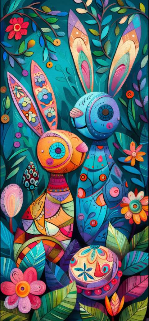 Preview for Vibrant-rabbits-floral-garden-easter-phone-template-78628