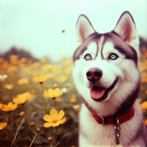 Preview for Siberian-husky-yellow-flowers-aiold-template-ad32d