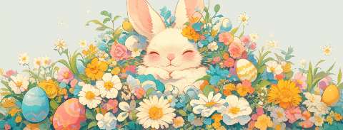 Preview for Easter-bunny-floral-garden-easter-facebook-template-821a1
