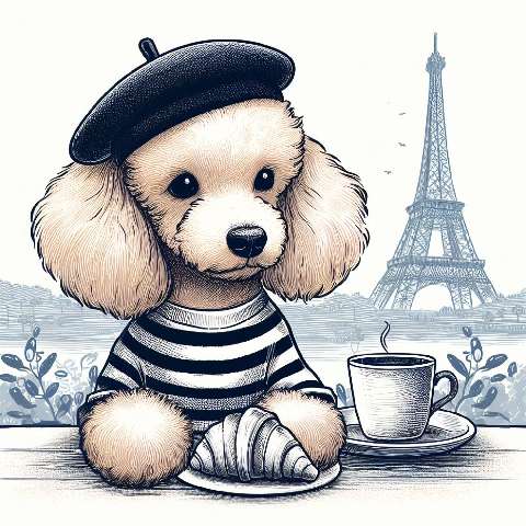 Preview for Parisian-poodle-coffee-break-aifashion-template-70876