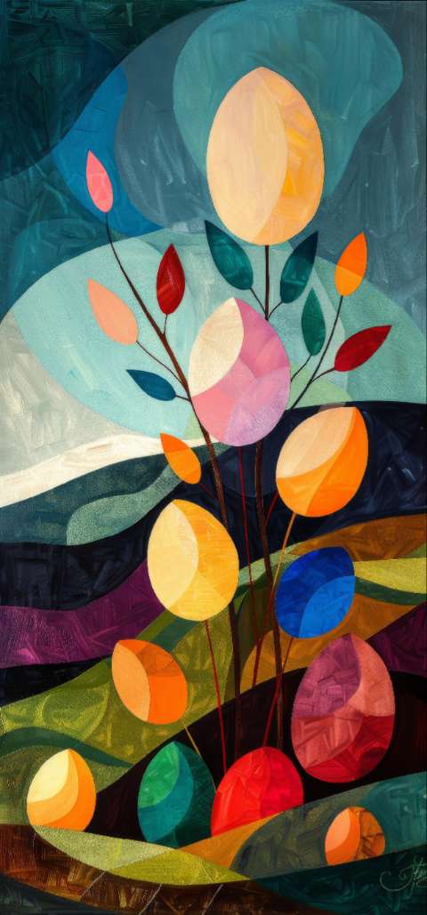 Preview for Abstract-floral-landscape-art-easter-phone-template-25ea2