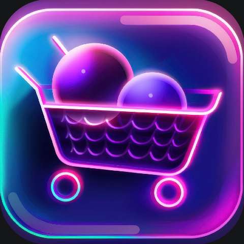 Preview for Neon-shopping-cart-icon-groceries-app-template-71590