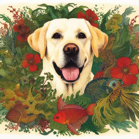 Preview for Labrador-fish-flowers-illustration-aiold-template-3b1c0