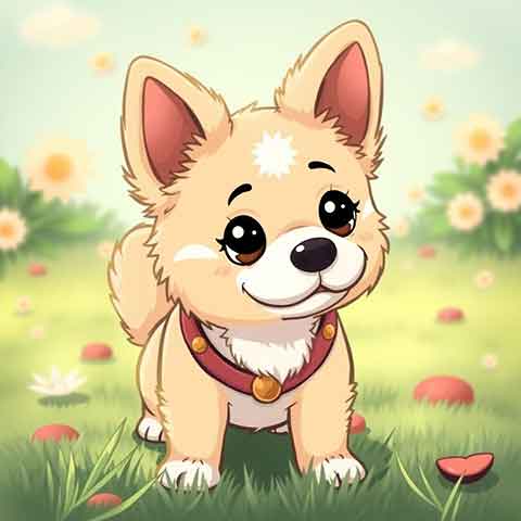 Preview for Cartoon-corgi-flower-field-aiold-template-c4622