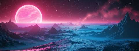 Preview for Cosmic-landscape-pink-planet-astrophotography-cover-template-1ef6f