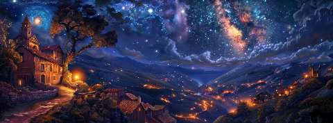 Preview for Whimsical-night-sky-village-astrophotography-cover-template-e8f25
