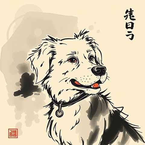 Preview for Dog-illustration-japanese-art-aiold-template-f28bc