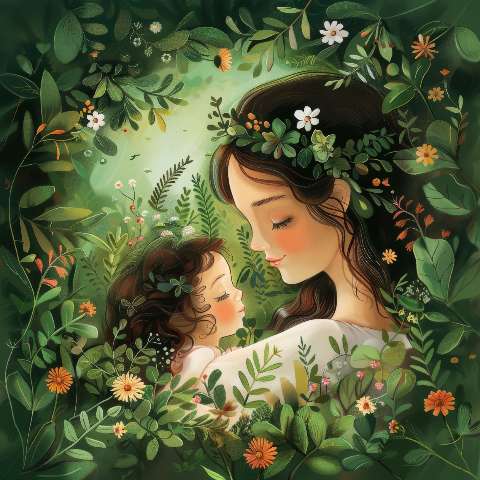 Preview for Mother-child-nature-illustration-mothers-day-template-1b97a