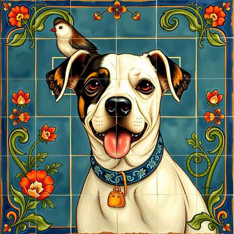 Preview for Vibrant-tile-art-dog-bird-aiold-template-b84ad