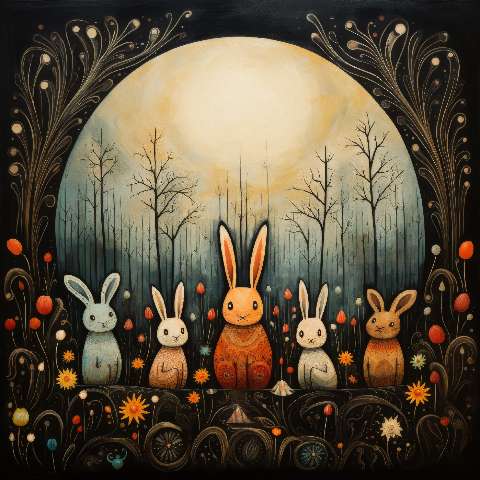 Preview for Whimsical-rabbits-moonlit-forest-easter-template-738c6