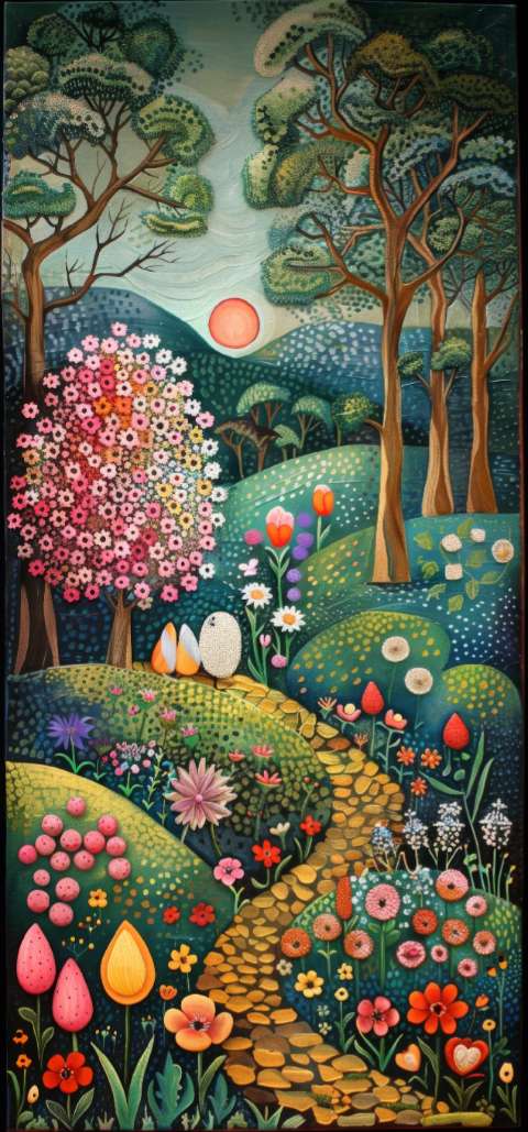 Preview for Vibrant-floral-landscape-painting-easter-phone-template-58014