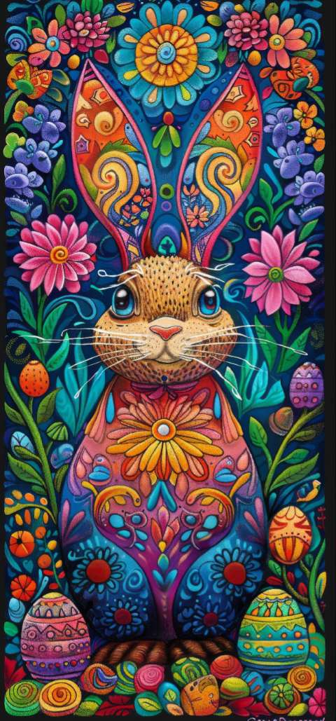 Preview for Easter-bunny-colorful-art-easter-phone-template-5a018
