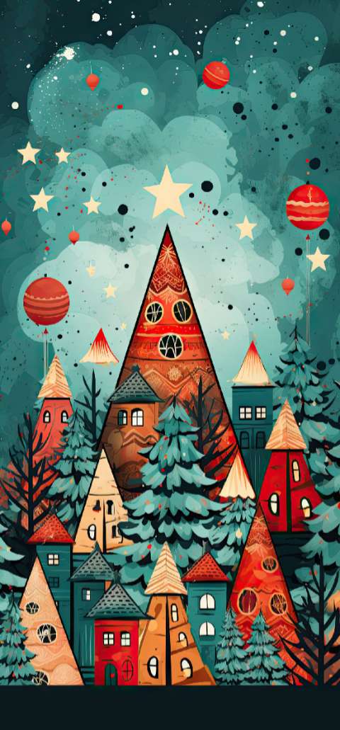 Preview for Whimsical-christmas-village-illustration-christmas-phone-templat-1dc93