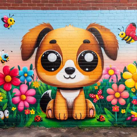 Preview for Cartoon-dog-mural-art-aiold-template-e9d0d