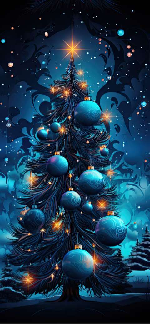 Preview for Blue-christmas-tree-illustration-christmas-phone-template-ea409