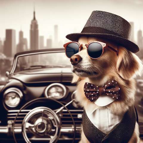 Preview for Dapper-dog-vintage-car-aifashion-template-dfcc9