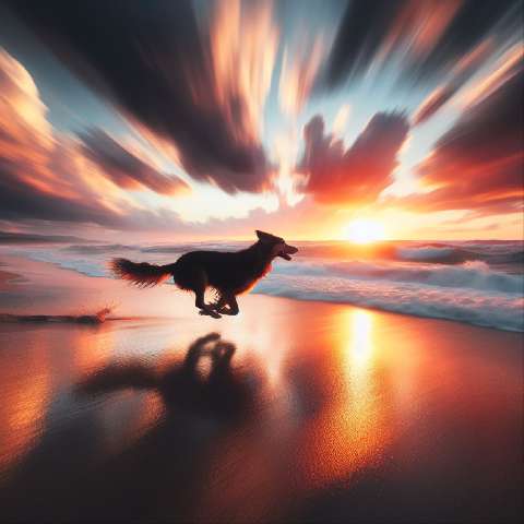 Preview for Dog-running-on-beach-at-sunset-aiold-template-7d1e6