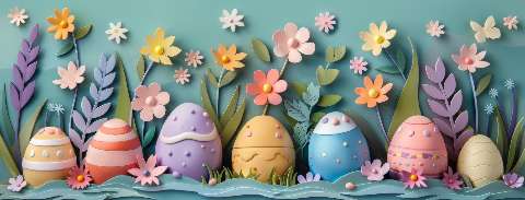 Preview for Easter-eggs-in-blooming-garden-easter-facebook-template-1e027