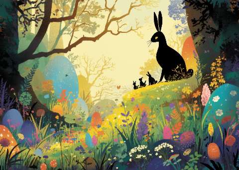 Preview for Easter-bunny-garden-scene-template-b0b1c