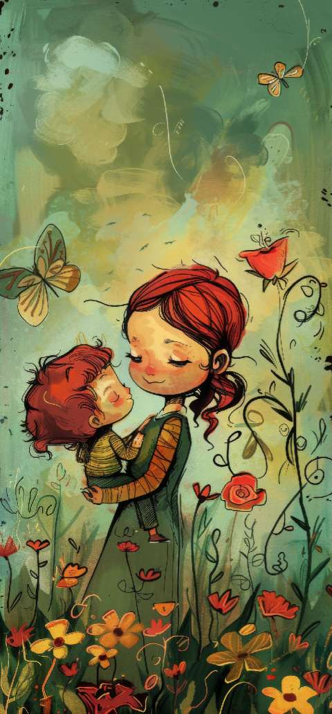 Preview for Mother-child-garden-illustration-mothers-day-template-934e2