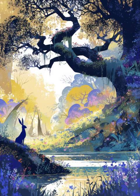 Preview for Serene-forest-landscape-with-rabbit-easter-template-1beab