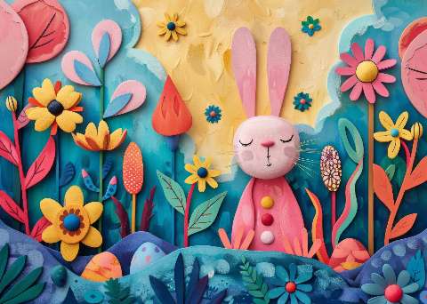 Preview for Whimsical-bunny-garden-scene-easter-template-20264