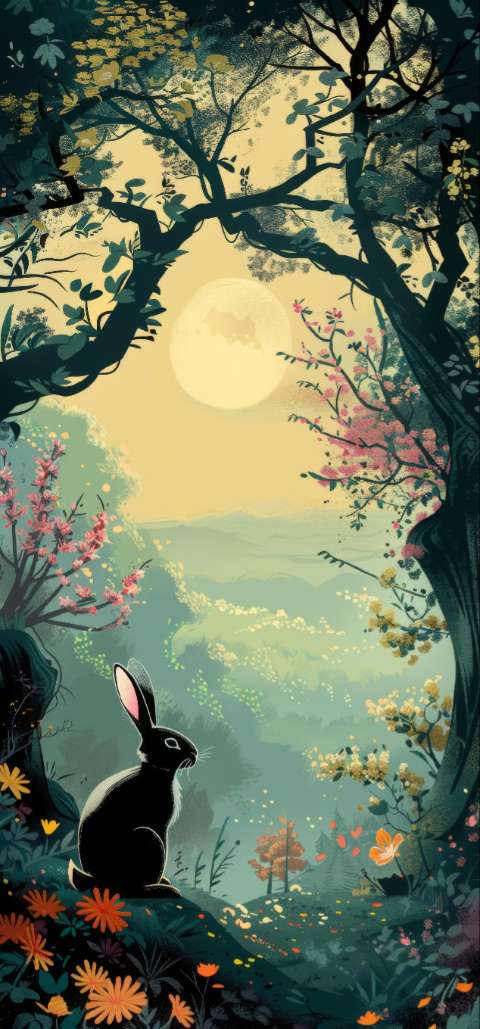 Preview for Serene-forest-landscape-with-rabbit-easter-phone-template-2bb2e