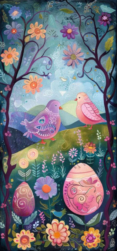 Preview for Easter-birds-and-eggs-art-easter-phone-template-0f97b