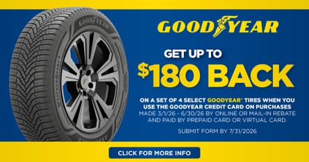 Goodyear Up to $180 Rebate
