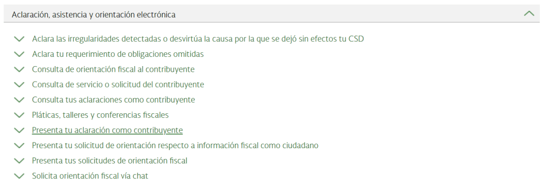 Presenta tu aclaración como contribuyente