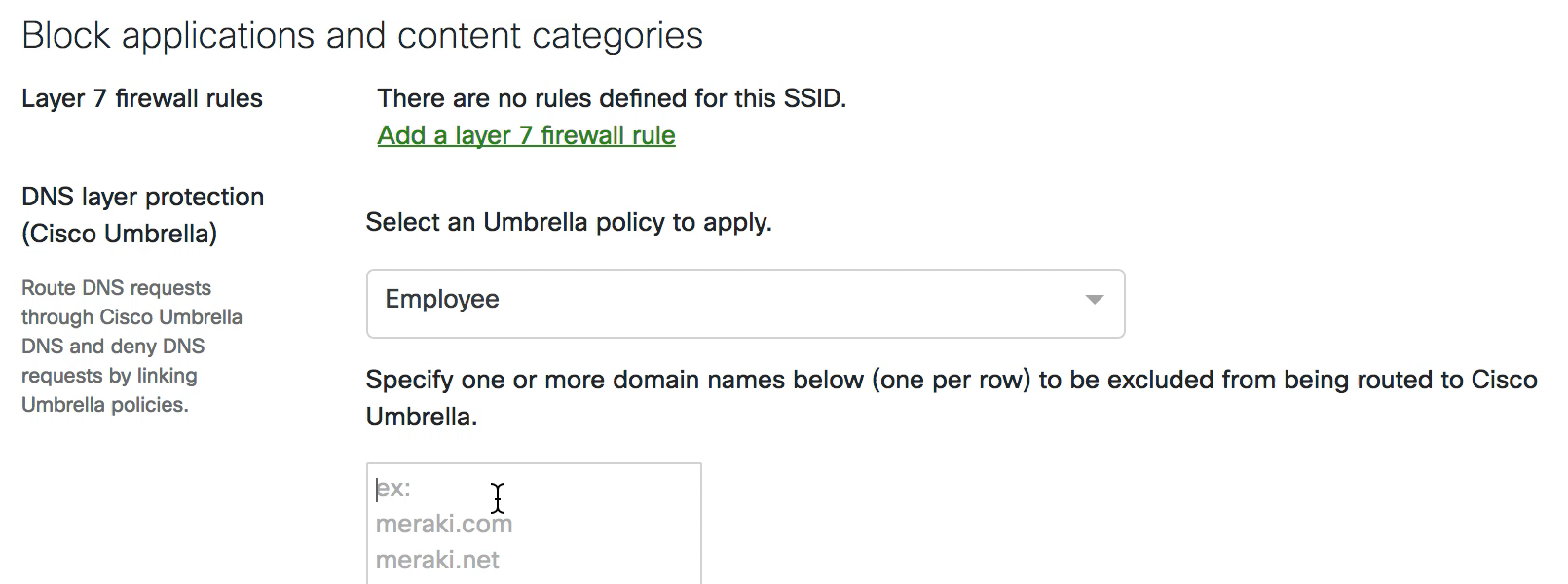 Umbrella policy to apply to the SSID