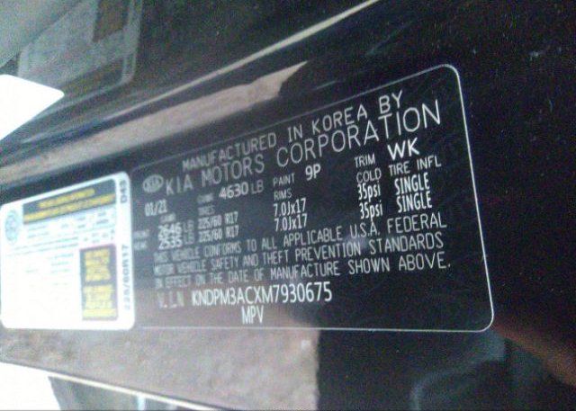 2021 KIA SPORTAGE(VIN: KNDPM3ACXM7930675