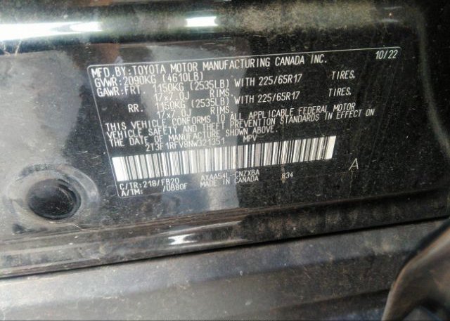 2022 TOYOTA RAV4(VIN: 2T3F1RFV8NW321351