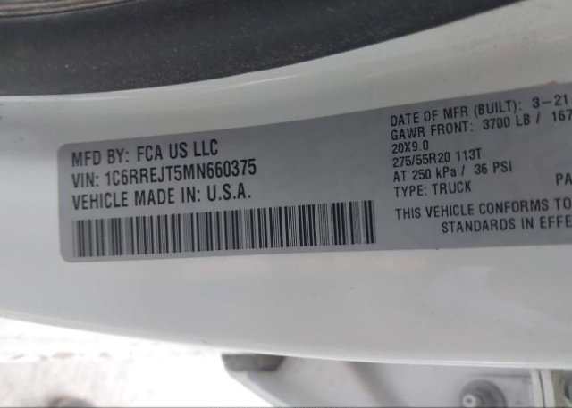 2021 RAM 1500(VIN: 1C6RREJT5MN660375