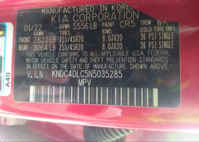 2022 KIA EV6(VIN: KNDC4DLC5N5035285
