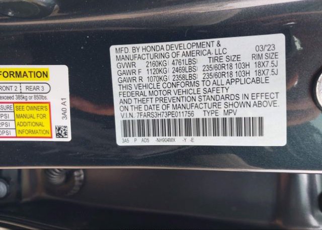 2023 HONDA CR-V(VIN: 7FARS3H73PE011756