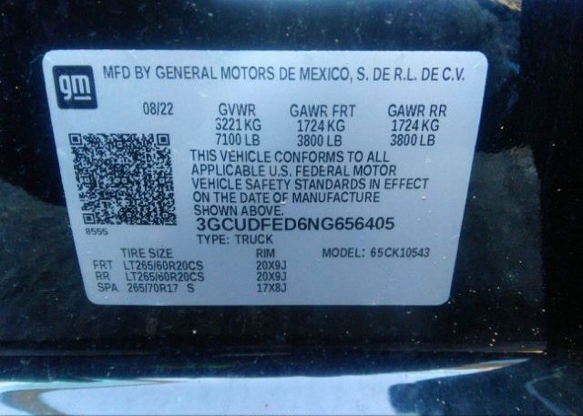 2022 CHEVROLET SILVERADO 1500(VIN: 3GCUDFED6NG656405