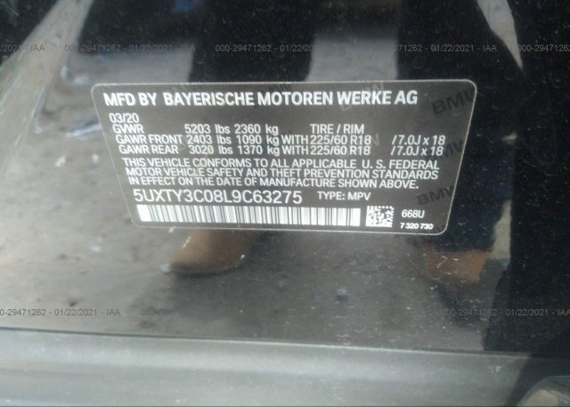 5UXTY3C08L9C63275 2020 BMW X3