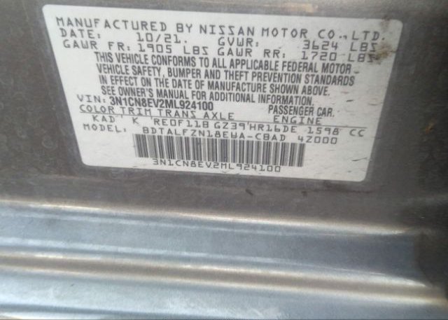 2021 NISSAN VERSA(VIN: 3N1CN8EV2ML924100